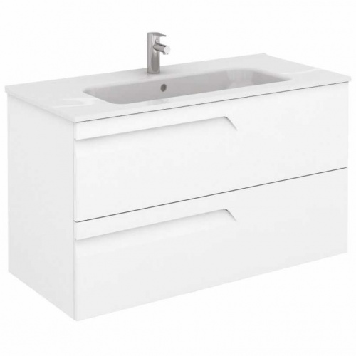 bathroom/SLMBR1002DWH - brava 100 vanity unit - gloss white slim basin
