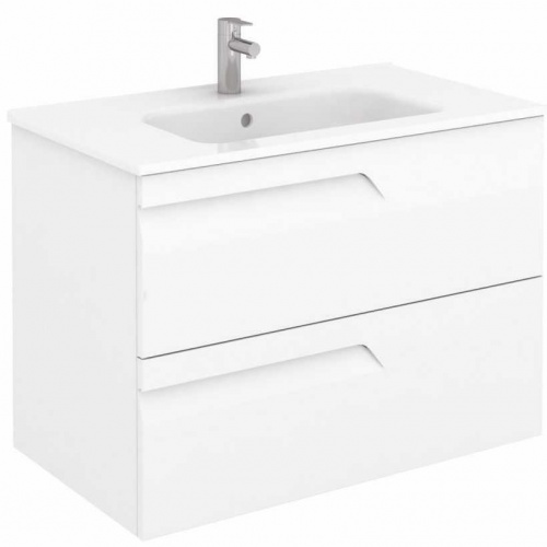bathroom/SLMBR802DWH - brava 80 vanity unit - gloss white slim basin