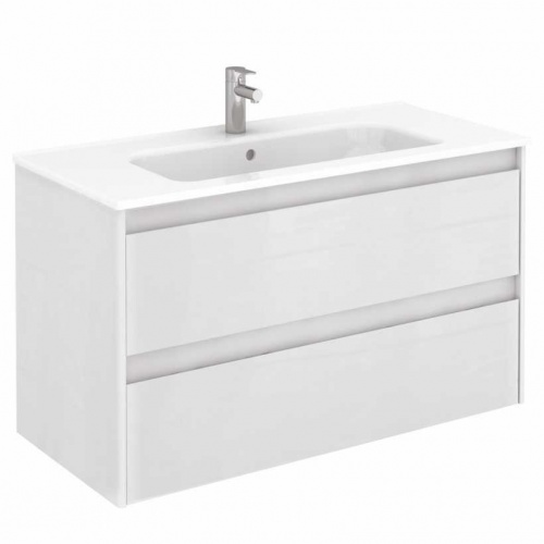 bathroom/SLMDJ1002DWH - dijon 100 vanity unit - gloss white - slim basin 1
